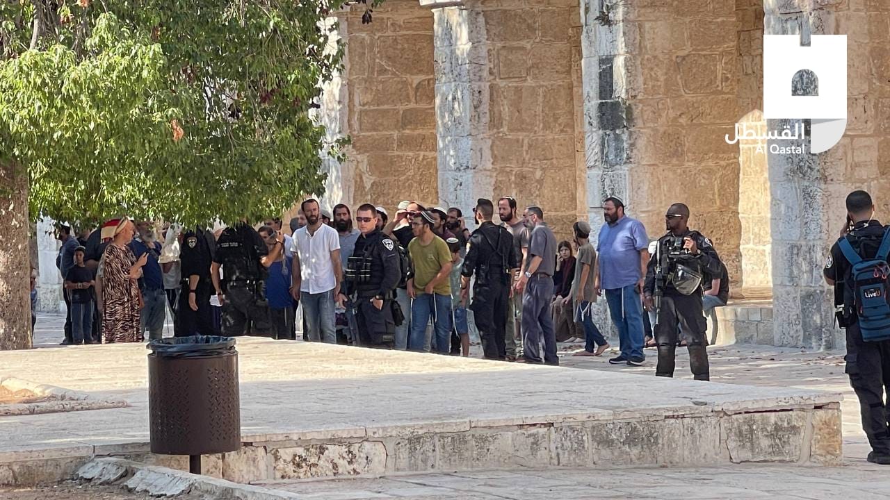منذ ساعات الصباح، مئات المستوطنين يؤدون صلوات جماعية في باحات المسجد الأقصى المبارك