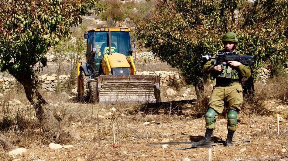 الاحتلال يقطع أشجار حرجية في المقبرة الاسلامية شمال بيت لحم