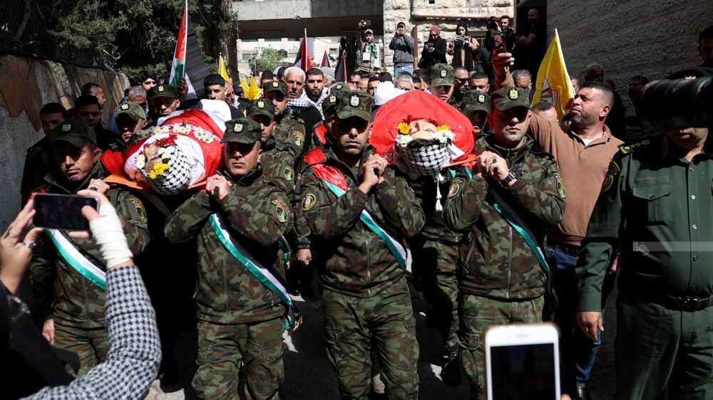 تشييع جثمان الشهيد سفيان الخواجا في نعلين غرب رام الله