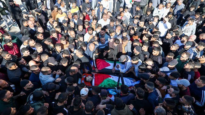 تشييع الشهداء الأربعة في مخيم الفارعة جنوب طوباس