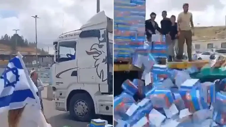 مستوطنون يمنعون مرور 26 شاحنة تجارية من الضفة لغزة