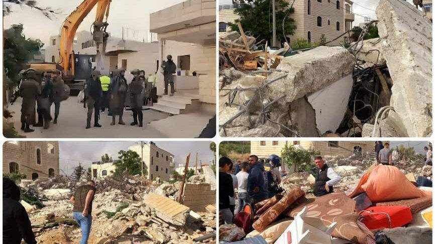 الاحتلال يهدم منزل الأسير نديم صبارنة في بلدة بيت أمر شمال الخليل