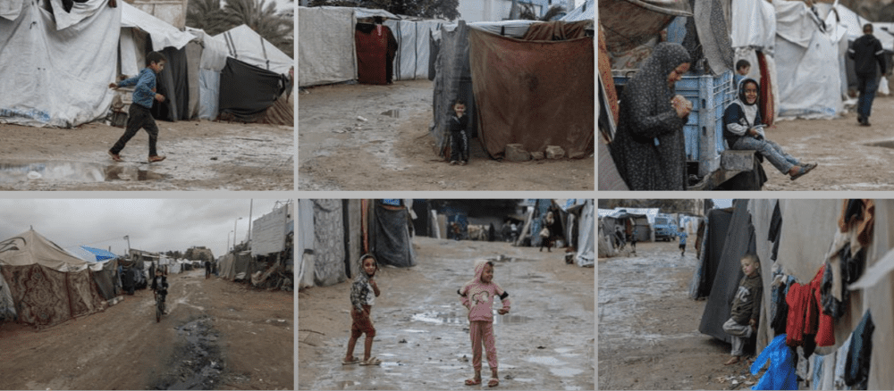 تفاقم معاناة النازحين في الخيام مع دخول المنخفض الجوي قطاع غزة