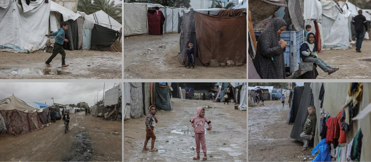 تفاقم معاناة النازحين في الخيام مع دخول المنخفض الجوي قطاع غزة